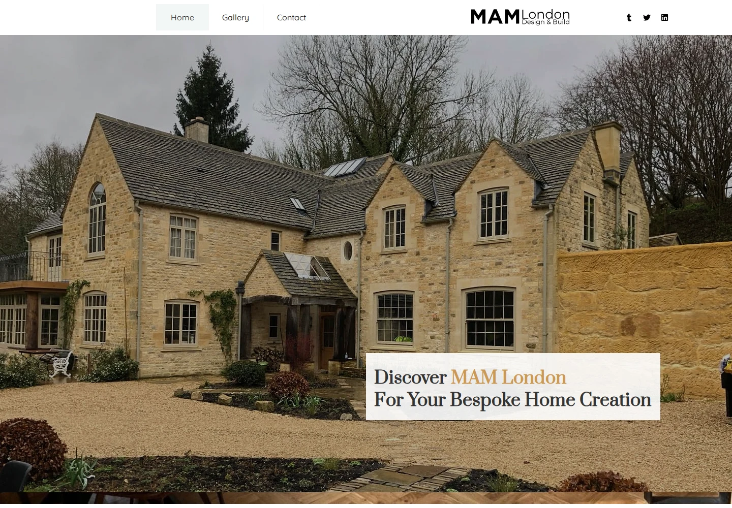 MAM London website presenting its residential building and joinery work